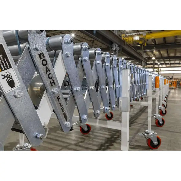 Flexible roller conveyor lifestyle image portable material handling conveyor system
