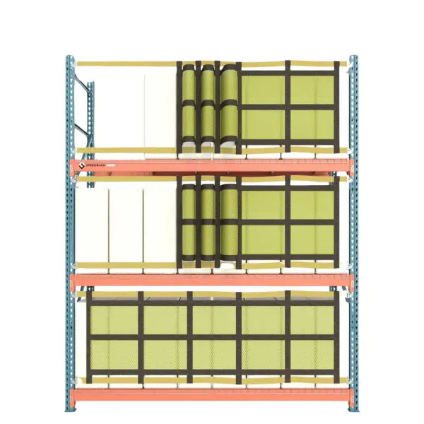 Pallet rack safety netting sliding style rear view industrial warehouse fall protection system for pallet rack load containment and access control