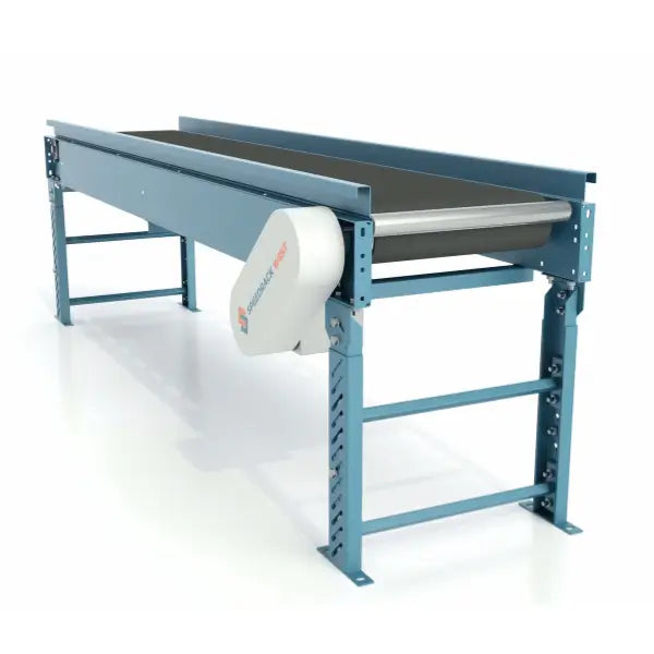 Trough bed belt conveyor with support base industrial bulk material handling system