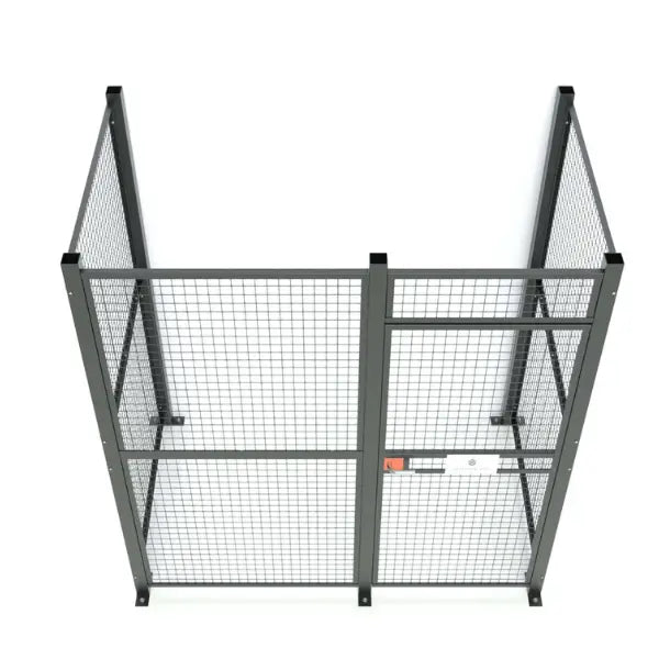 WireCrafters 840 wire mesh partition cage 5x8 top view showing modular secure industrial storage enclosure layout