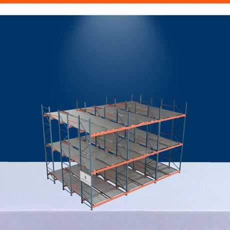3PL warehouse storage systems with multi-level pallet racking and flow storage for efficient logistics operations.