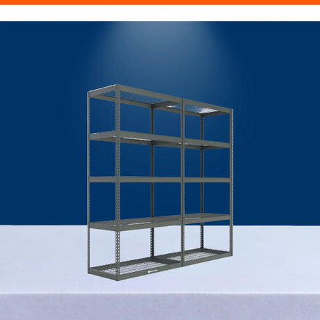 Boltless shelving collection with durable metal storage rack for warehouse and industrial organization.