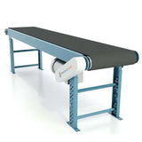 Box style slider bed belt conveyor front view with support base industrial material handling system
