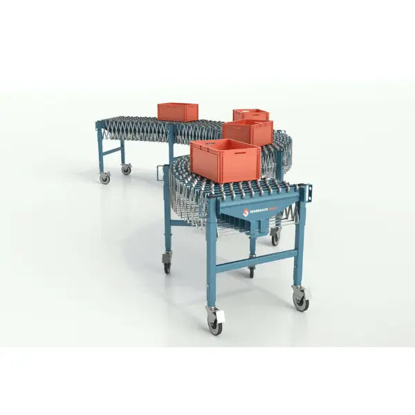 Flexible gravity conveyor 8 ft front view portable roller conveyor material handling system
