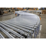 Flexible powered roller conveyor left side view expandable industrial material handling system
