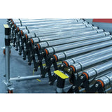 Flexible roller conveyor left view portable material handling conveyor system
