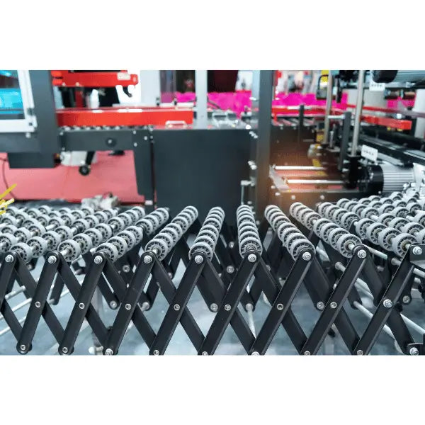 Flexible roller conveyor side view portable material handling conveyor system
