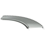 Galvanized gravity roller conveyor curved section front view industrial material handling system
