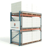 Heavy duty load stop screens with load box industrial warehouse safety barrier system for pallet rack containment and storage protection
