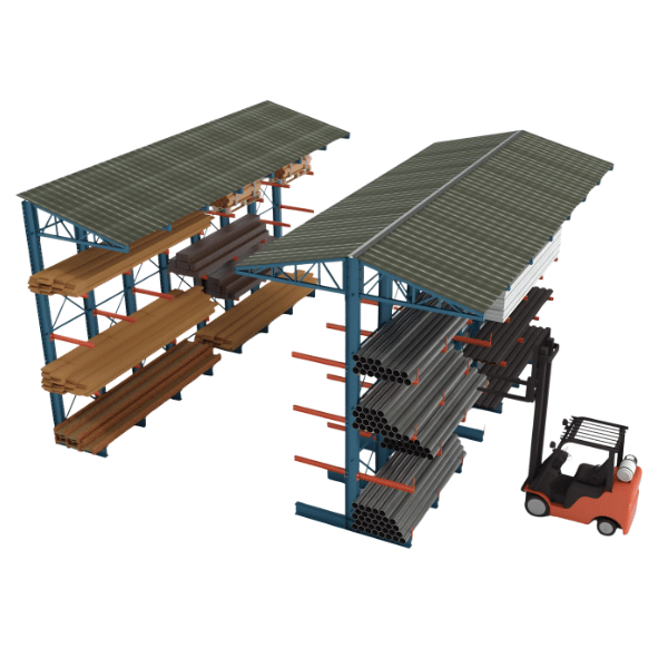 Outdoor Cantilever Rack with Roof Supports