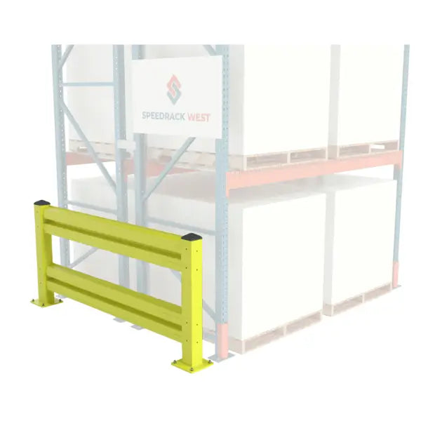 Pallet rack protectors and conveyor belt guard rails industrial safety systems for warehouse equipment protection and impact prevention
