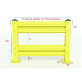 Pallet rack protectors and conveyor belt guard rails industrial safety barrier system specifications for warehouse equipment protection and impact prevention
