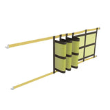 Pallet rack safety netting sliding style side view industrial warehouse fall protection system for pallet rack load containment and access control

