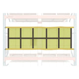 Pallet rack safety netting fixed style front view industrial warehouse fall protection system for pallet rack load containment and safety barriers
