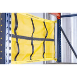 Pallet rack safety netting fixed style lifestyle view showing industrial warehouse fall protection system in real storage environment
