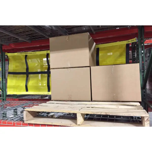 Pallet rack safety netting fixed style warehouse view industrial fall protection system for pallet rack load containment and safety barriers
