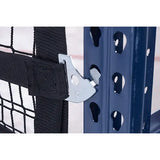 Pallet rack safety netting modular strap view industrial warehouse fall protection system for pallet rack load containment and safety barriers
