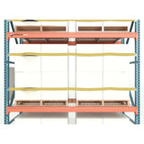 Pallet rack safety strap with rack industrial warehouse load securing system for pallet rack stabilization and fall protection
