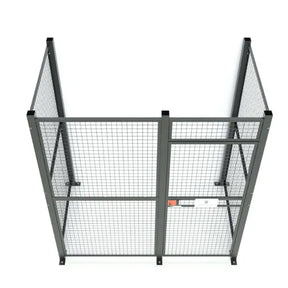 Rapid wire mesh partition cage multiple sizes top view showing modular industrial storage enclosure system
