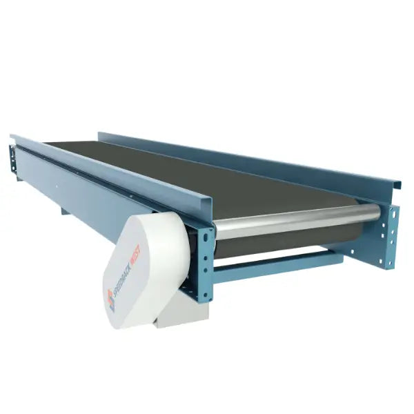 Trough bed belt conveyor front view industrial bulk material handling conveyor system
