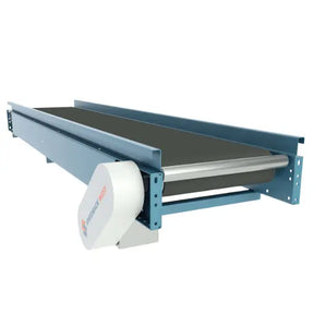 Trough bed belt conveyor front view industrial bulk material handling conveyor system
