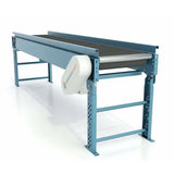 Trough bed belt conveyor with support base industrial bulk material handling system