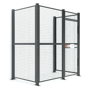 WireCrafters 840 wire mesh partition cage 5x8 front side view showing secure industrial storage enclosure system
