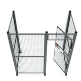 WireCrafters 840 wire mesh partition cage 5x8 rear view showing secure modular industrial storage enclosure system
